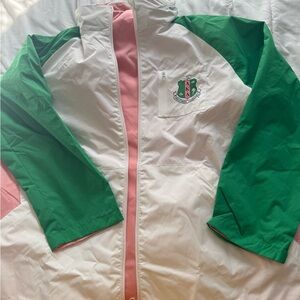 Women's Green and White Varsity Jacket